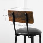 Casa si Gradina - Mobilier - Scaune si fotolii - Scaune - Set 2 scaune de bar cu spatar din PAL, sezut moale tapitat, 39x100x76cm, maro rustic si negru - Infinity.ro
