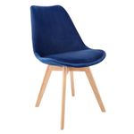 Casa si Gradina - Mobilier - Scaune si fotolii - Scaune - Scaun dining tapitat, BARI, Jumi, din catifea bleumarin si picioare lemn de fag - Infinity.ro