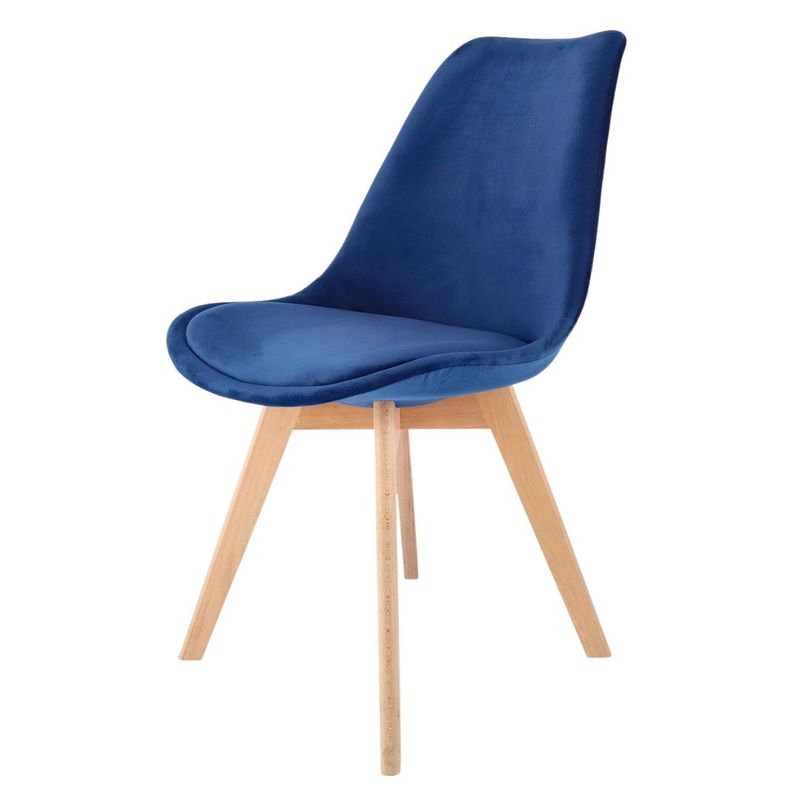 Casa si Gradina - Mobilier - Scaune si fotolii - Scaune - Scaun dining tapitat, BARI, Jumi, din catifea bleumarin si picioare lemn de fag - Infinity.ro