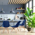 Casa si Gradina - Mobilier - Scaune si fotolii - Scaune - Scaun dining tapitat, BARI, Jumi, din catifea bleumarin si picioare lemn de fag - Infinity.ro