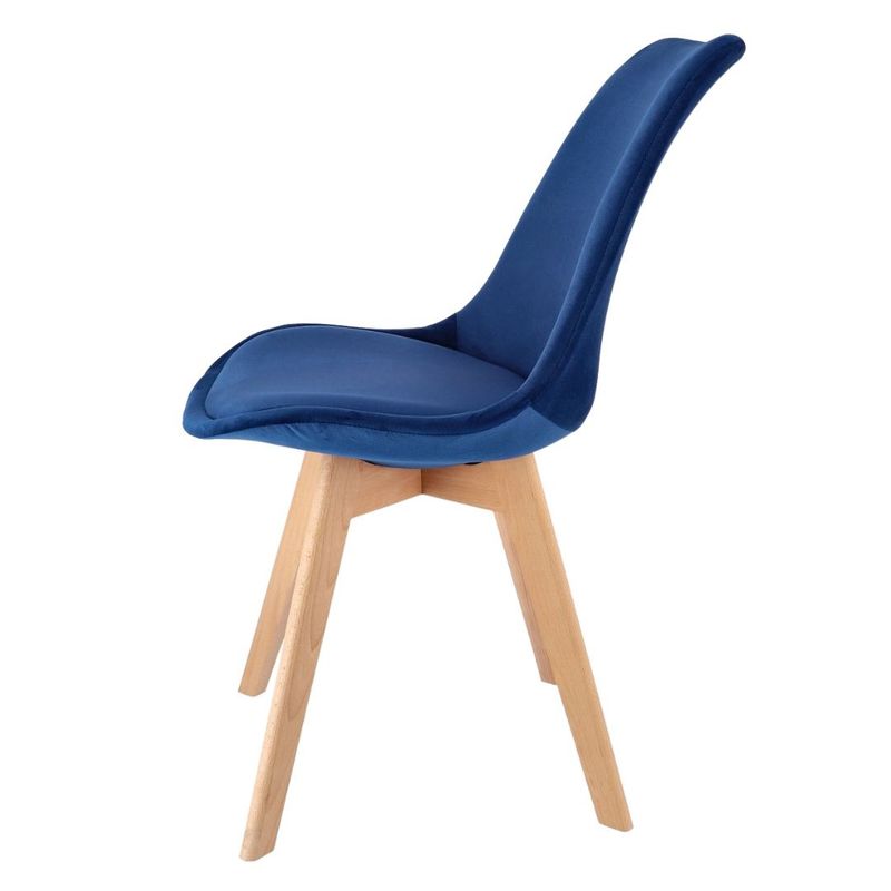 Casa si Gradina - Mobilier - Scaune si fotolii - Scaune - Scaun dining tapitat, BARI, Jumi, din catifea bleumarin si picioare lemn de fag - Infinity.ro
