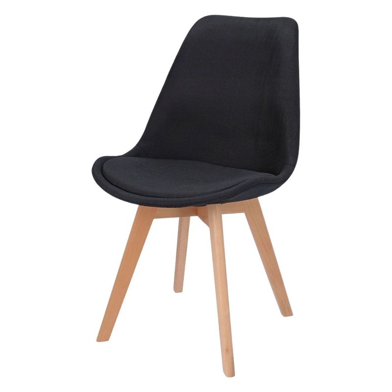 Casa si Gradina - Mobilier - Scaune si fotolii - Scaune - Scaun dining tapitat, ALTA, Jumi, din tesatura neagra si picioare lemn de fag - Infinity.ro