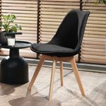 Casa si Gradina - Mobilier - Scaune si fotolii - Scaune - Scaun dining tapitat, ALTA, Jumi, din tesatura neagra si picioare lemn de fag - Infinity.ro