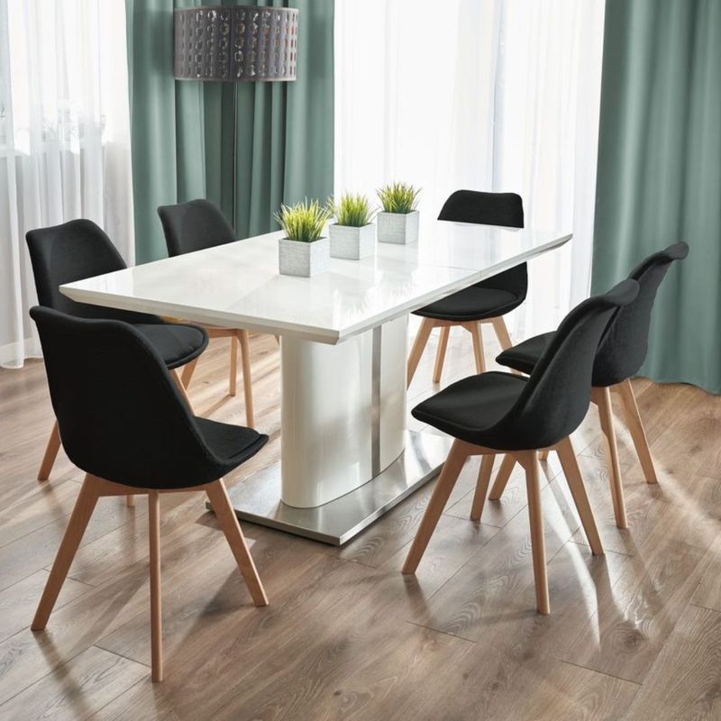 Casa si Gradina - Mobilier - Scaune si fotolii - Scaune - Scaun dining tapitat, ALTA, Jumi, din tesatura neagra si picioare lemn de fag - Infinity.ro