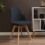 Casa si Gradina - Mobilier - Scaune si fotolii - Scaune - Scaun dining tapitat, ALTA, Jumi, din tesatura neagra si picioare lemn de fag - Infinity.ro