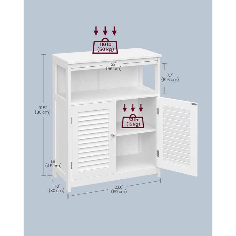 Casa si Gradina - Mobilier - Mobilier baie - Corpuri baie - Dulap de depozitare de podea pentru baie, cu usi duble, 30x60x80cm, alb - Infinity.ro