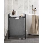 Market - Spalare si intretinere rufe - Uscatoare de rufe si accesorii - Cos de rufe, sac de rufe detasabil, raft, cadru metalic, 65L, 50x33x72 cm, negru si gri - Infinity.ro