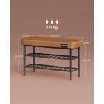 Casa si Gradina - Mobilier - Dulapuri si sifoniere - Dulapuri pantofi - Banca pantofi 80x30x50 cm, cu rafturi si sezut tapitat, otel si piele PU, maro caramel - Infinity.ro