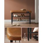 Casa si Gradina - Mobilier - Dulapuri si sifoniere - Dulapuri pantofi - Banca pantofi 80x30x50 cm, cu rafturi si sezut tapitat, otel si piele PU, maro caramel - Infinity.ro