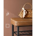 Casa si Gradina - Mobilier - Dulapuri si sifoniere - Dulapuri pantofi - Banca pantofi 80x30x50 cm, cu rafturi si sezut tapitat, otel si piele PU, maro caramel - Infinity.ro