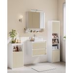 Casa si Gradina - Mobilier - Mobilier baie - Corpuri baie - Dulap de baie de perete cu 3 polite, usa cu directie de deschidere reglabila, 30x40x80 cm, alb cu bej - Infinity.ro