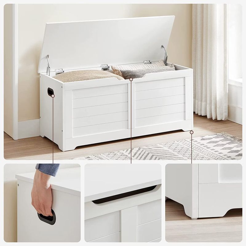Casa si Gradina - Mobilier - Organizare si depozitare - Bancute - Banca cu spatiu de depozitare, pentru hol sau dormitor, din MDF, 40x100x46cm, alb - Infinity.ro