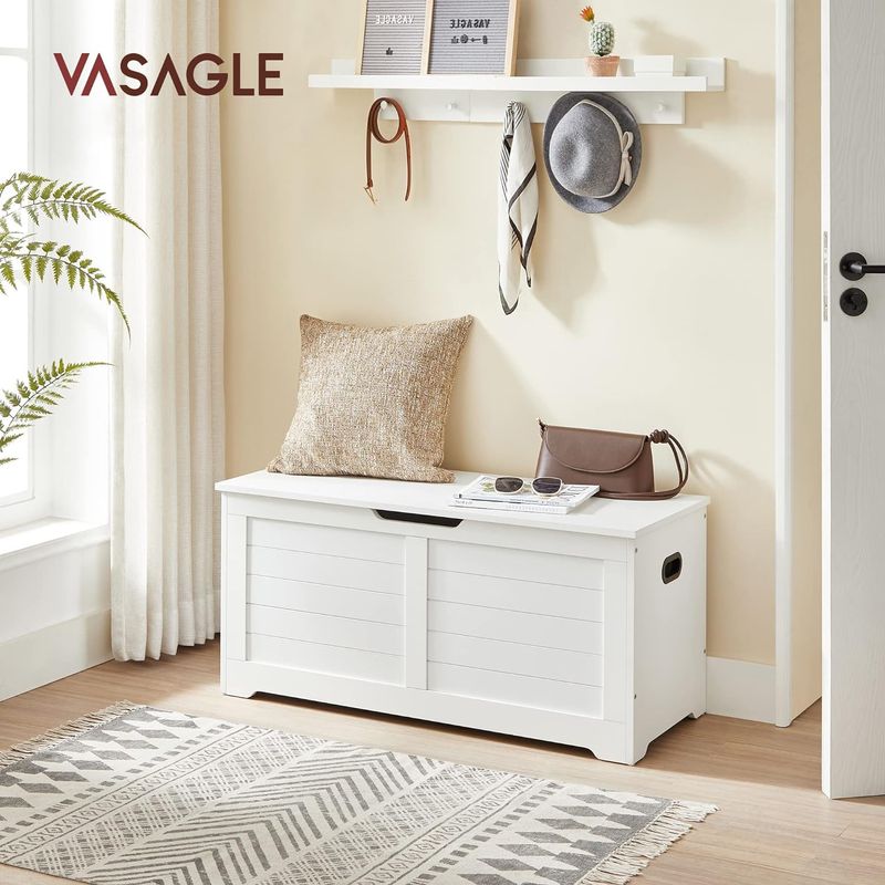 Casa si Gradina - Mobilier - Organizare si depozitare - Bancute - Banca cu spatiu de depozitare, pentru hol sau dormitor, din MDF, 40x100x46cm, alb - Infinity.ro