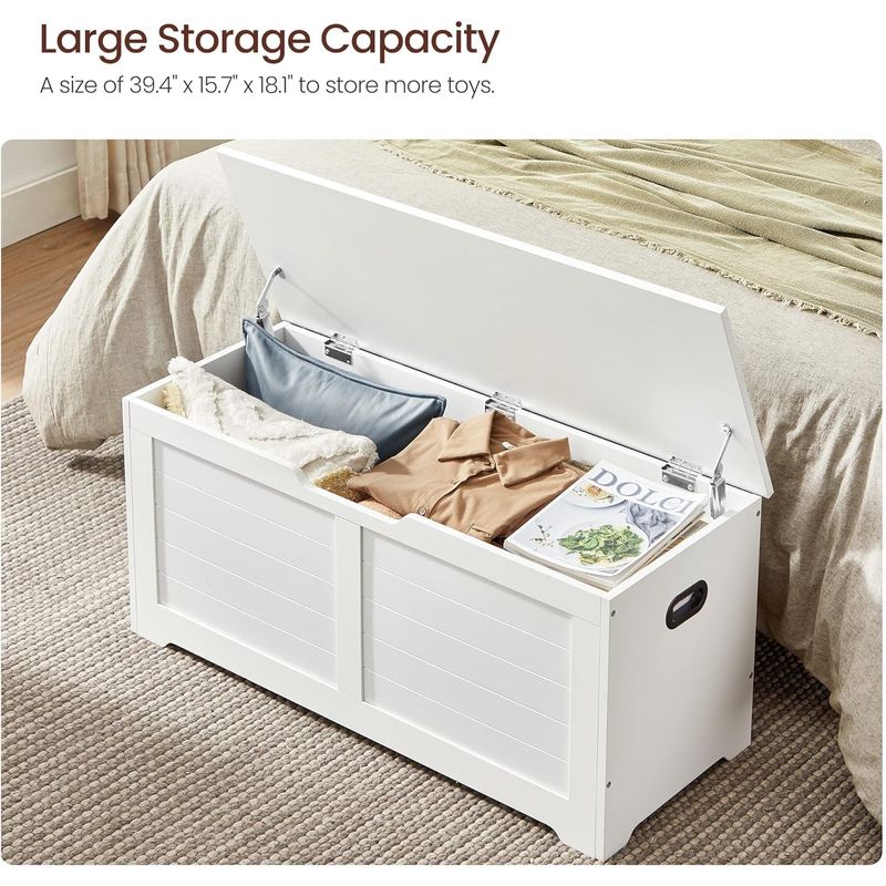 Casa si Gradina - Mobilier - Organizare si depozitare - Bancute - Banca cu spatiu de depozitare, pentru hol sau dormitor, din MDF, 40x100x46cm, alb - Infinity.ro