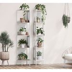 Casa si Gradina - Mobilier - Biblioteci si rafturi - Biblioteci - Raft de colt boho, cadru metalic, polite MDF si panouri poliratan, 32x32x156cm, alb - Infinity.ro