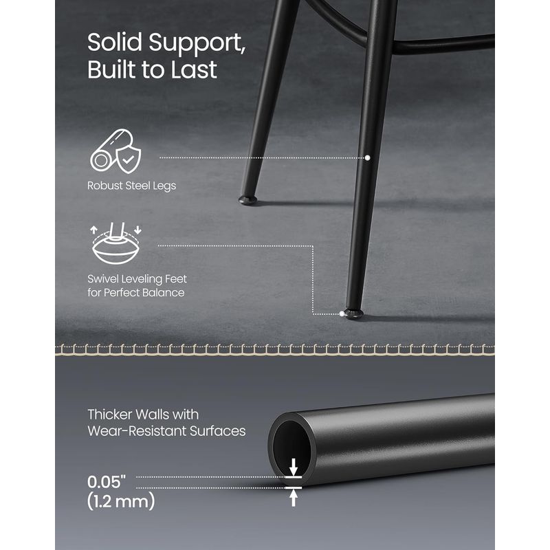 Casa si Gradina - Mobilier - Scaune si fotolii - Scaune - set 2 scaune de bar rotative 360A°, cu spatar, inaltime 101 cm, piele sintetica, cadru otel, stil modern, negru - Infinity.ro