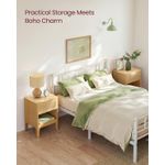 Casa si Gradina - Mobilier - Comode si corpuri - Noptiere - Noptiera 45x40x60 cm, cu sertar aspect ratan si raft, stil boho, PAL si MDF, natur - Infinity.ro