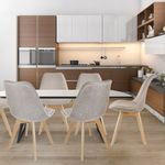 Casa si Gradina - Mobilier - Scaune si fotolii - Scaune - Scaun dining tapitat, ALTA, Jumi, din tesatura bej si picioare lemn de fag - Infinity.ro
