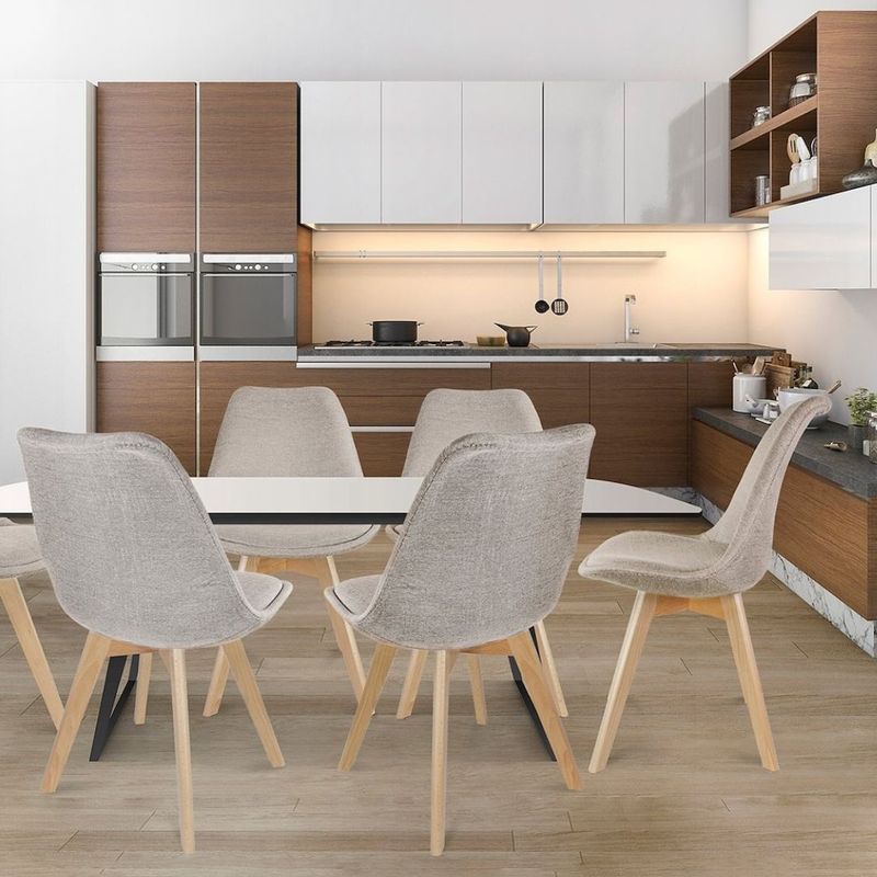 Casa si Gradina - Mobilier - Scaune si fotolii - Scaune - Scaun dining tapitat, ALTA, Jumi, din tesatura bej si picioare lemn de fag - Infinity.ro