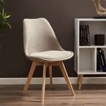 Casa si Gradina - Mobilier - Scaune si fotolii - Scaune - Scaun dining tapitat, ALTA, Jumi, din tesatura bej si picioare lemn de fag - Infinity.ro