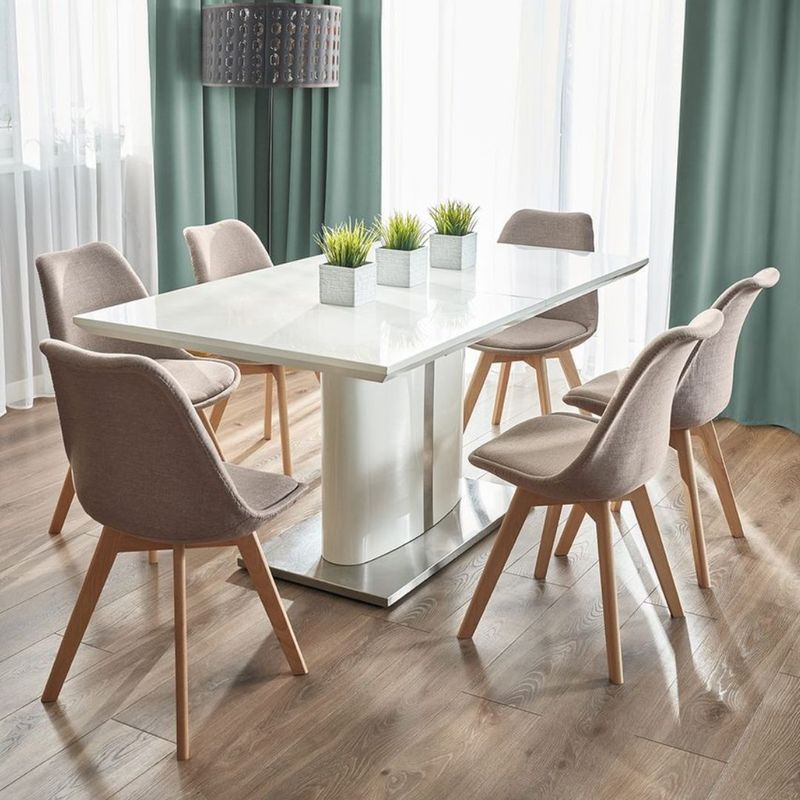 Casa si Gradina - Mobilier - Scaune si fotolii - Scaune - Scaun dining tapitat, ALTA, Jumi, din tesatura bej si picioare lemn de fag - Infinity.ro