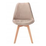 Casa si Gradina - Mobilier - Scaune si fotolii - Scaune - Scaun dining tapitat, BARI, Jumi, din catifea bej si picioare lemn de fag - Infinity.ro