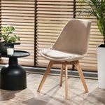 Casa si Gradina - Mobilier - Scaune si fotolii - Scaune - Scaun dining tapitat, BARI, Jumi, din catifea bej si picioare lemn de fag - Infinity.ro