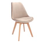 Casa si Gradina - Mobilier - Scaune si fotolii - Scaune - Scaun dining tapitat, BARI, Jumi, din catifea bej si picioare lemn de fag - Infinity.ro