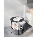 Casa si Gradina - Mobilier - Mese si birouri - Masute de cafea - Masuta de cafea rotunda cu cos de stofa, stil modern, 45x50cm, negru-gri - Infinity.ro