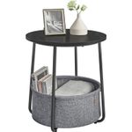 Casa si Gradina - Mobilier - Mese si birouri - Masute de cafea - Masuta de cafea rotunda cu cos de stofa, stil modern, 45x50cm, negru-gri - Infinity.ro