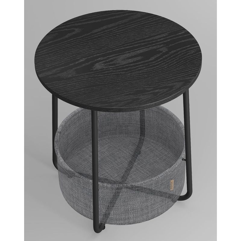Casa si Gradina - Mobilier - Mese si birouri - Masute de cafea - Masuta de cafea rotunda cu cos de stofa, stil modern, 45x50cm, negru-gri - Infinity.ro