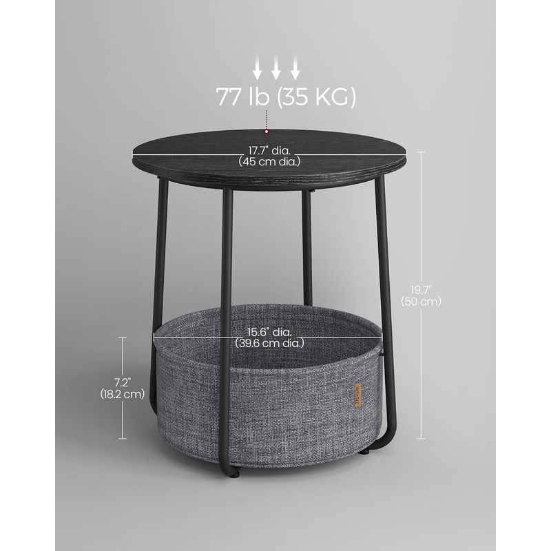 Casa si Gradina - Mobilier - Mese si birouri - Masute de cafea - Masuta de cafea rotunda cu cos de stofa, stil modern, 45x50cm, negru-gri - Infinity.ro