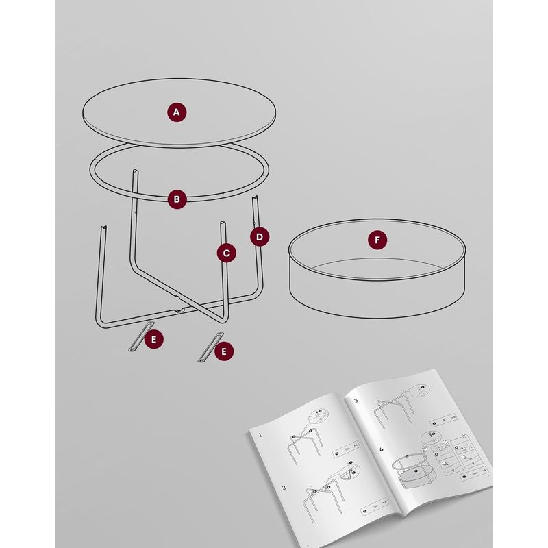 Casa si Gradina - Mobilier - Mese si birouri - Masute de cafea - Masuta de cafea rotunda cu cos de stofa, stil modern, 45x75cm, negru cu gri - Infinity.ro