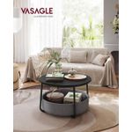 Casa si Gradina - Mobilier - Mese si birouri - Masute de cafea - Masuta de cafea rotunda cu cos de stofa, stil modern, 45x75cm, negru cu gri - Infinity.ro