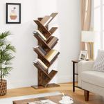 Casa si Gradina - Mobilier - Biblioteci si rafturi - Biblioteci - Biblioteca de podea cu 8 etaje, cu rafturi din lemn in forma V, 25x141x50cm, maro rustic - Infinity.ro