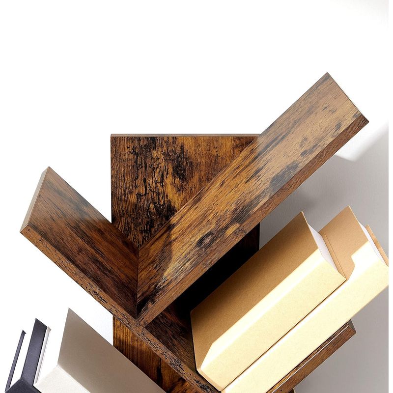 Casa si Gradina - Mobilier - Biblioteci si rafturi - Biblioteci - Biblioteca de podea cu 8 etaje, cu rafturi din lemn in forma V, 25x141x50cm, maro rustic - Infinity.ro