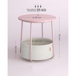 Casa si Gradina - Mobilier - Mese si birouri - Masute de cafea - Masuta de cafea rotunda cu cos de stofa, stil modern, 45x50cm, roz cu bej - Infinity.ro