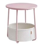 Casa si Gradina - Mobilier - Mese si birouri - Masute de cafea - Masuta de cafea rotunda cu cos de stofa, stil modern, 45x50cm, roz cu bej - Infinity.ro