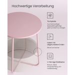 Casa si Gradina - Mobilier - Mese si birouri - Masute de cafea - Masuta de cafea rotunda cu cos de stofa, stil modern, 45x50cm, roz cu bej - Infinity.ro