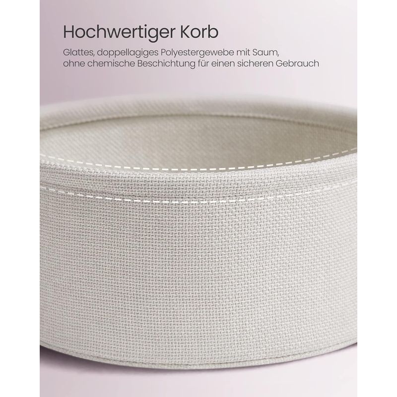 Casa si Gradina - Mobilier - Mese si birouri - Masute de cafea - Masuta de cafea rotunda cu cos de stofa, stil modern, 45x50cm, roz cu bej - Infinity.ro
