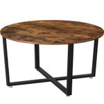 Casa si Gradina - Mobilier - Mese si birouri - Masute de cafea - Masa de cafea rotunda, stil industrial, cadru metalic si blat lemn, 88x88x47cm, maro rustic si negru - Infinity.ro