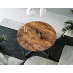 Casa si Gradina - Mobilier - Mese si birouri - Masute de cafea - Masa de cafea rotunda, stil industrial, cadru metalic si blat lemn, 88x88x47cm, maro rustic si negru - Infinity.ro