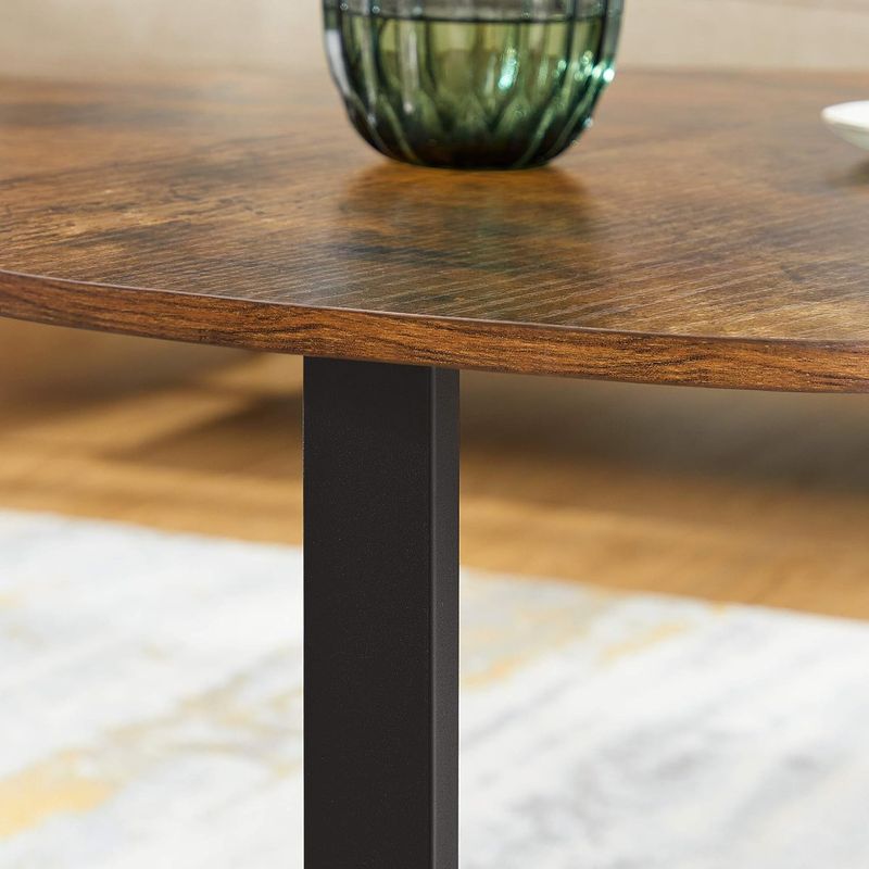 Casa si Gradina - Mobilier - Mese si birouri - Masute de cafea - Masa de cafea rotunda, stil industrial, cadru metalic si blat lemn, 88x88x47cm, maro rustic si negru - Infinity.ro