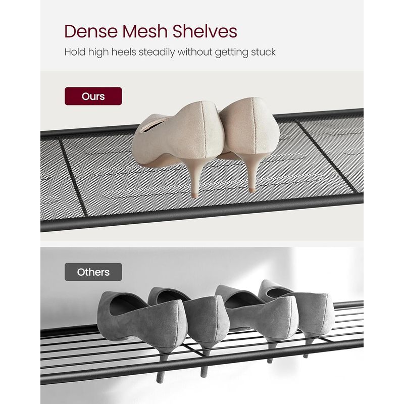 Casa si Gradina - Mobilier - Dulapuri si sifoniere - Dulapuri pantofi - Raft de pantofi, cu 4 rafturi din plasa, cadru din otel, industrial, 30x100x92cm, maro rustic si negru - Infinity.ro