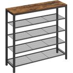 Casa si Gradina - Mobilier - Dulapuri si sifoniere - Dulapuri pantofi - Raft de pantofi, cu 4 rafturi din plasa, cadru din otel, industrial, 30x100x92cm, maro rustic si negru - Infinity.ro