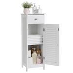 Casa si Gradina - Mobilier - Mobilier baie - Corpuri baie - Dulap de depozitare de podea pentru baie, din lemn cu sertar, usa cu lamele, 32x30x87cm, alb - Infinity.ro