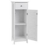 Casa si Gradina - Mobilier - Mobilier baie - Corpuri baie - Dulap de depozitare de podea pentru baie, din lemn cu sertar, usa cu lamele, 32x30x87cm, alb - Infinity.ro