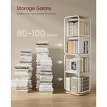 Casa si Gradina - Mobilier - Biblioteci si rafturi - Biblioteci - Biblioteca rotativa 360 grade, cadru metalic, cu 5 polite MDF, 43x43x158cm, alb - Infinity.ro