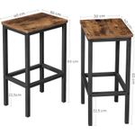 Casa si Gradina - Mobilier - Scaune si fotolii - Scaune - Set 2 scaune bar inalte, sezut dreptunghiular, cadru din otel, 40x30x65cm, stil industrial, maro rustic si negru - Infinity.ro