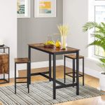 Casa si Gradina - Mobilier - Scaune si fotolii - Scaune - Set 2 scaune bar inalte, sezut dreptunghiular, cadru din otel, 40x30x65cm, stil industrial, maro rustic si negru - Infinity.ro